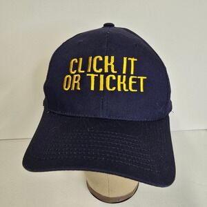 Click It or‎ Ticket Hat Cap Sportsman Navy Blue Embroidered Safety Buckle Up